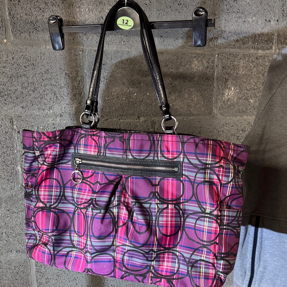 Stylish Coach Poppy Tartan Bag